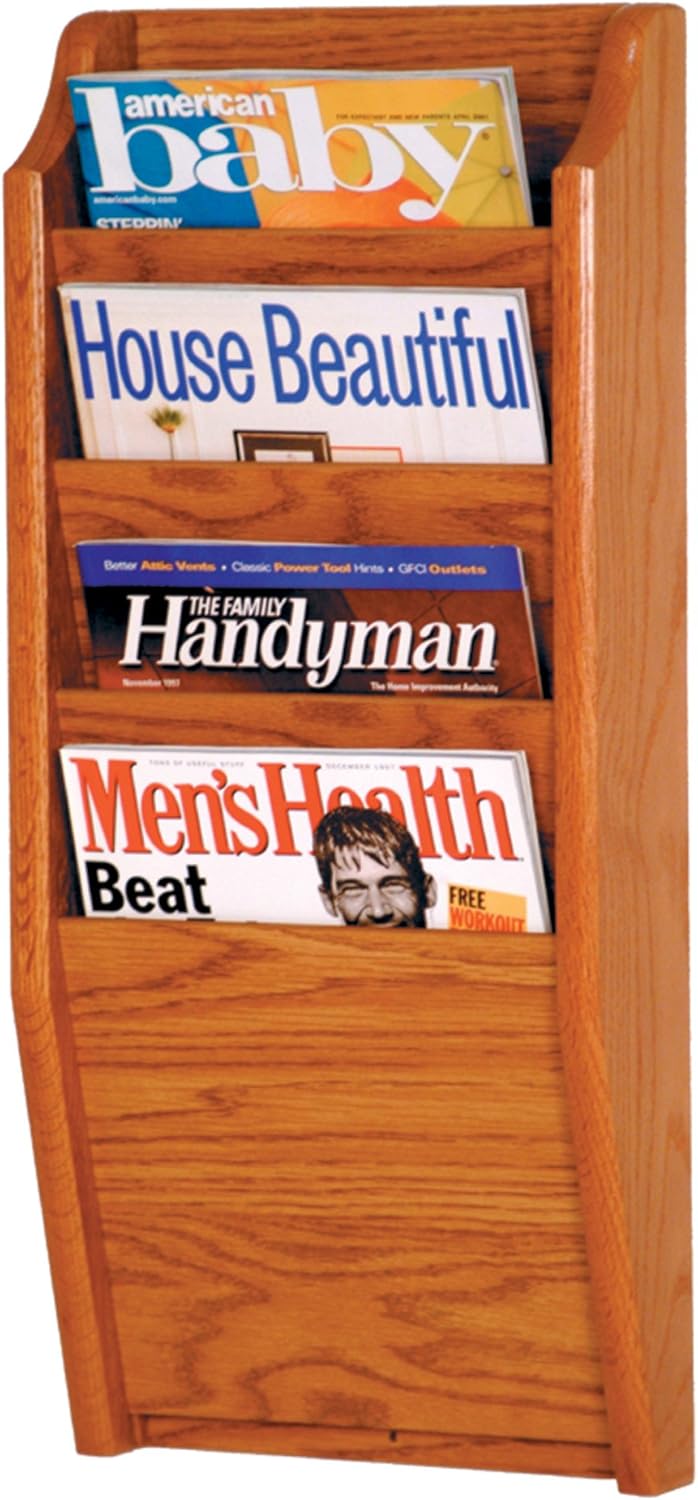 Wooden Mallet 4 Pocket Cascade Magazine Rack, Mahogany