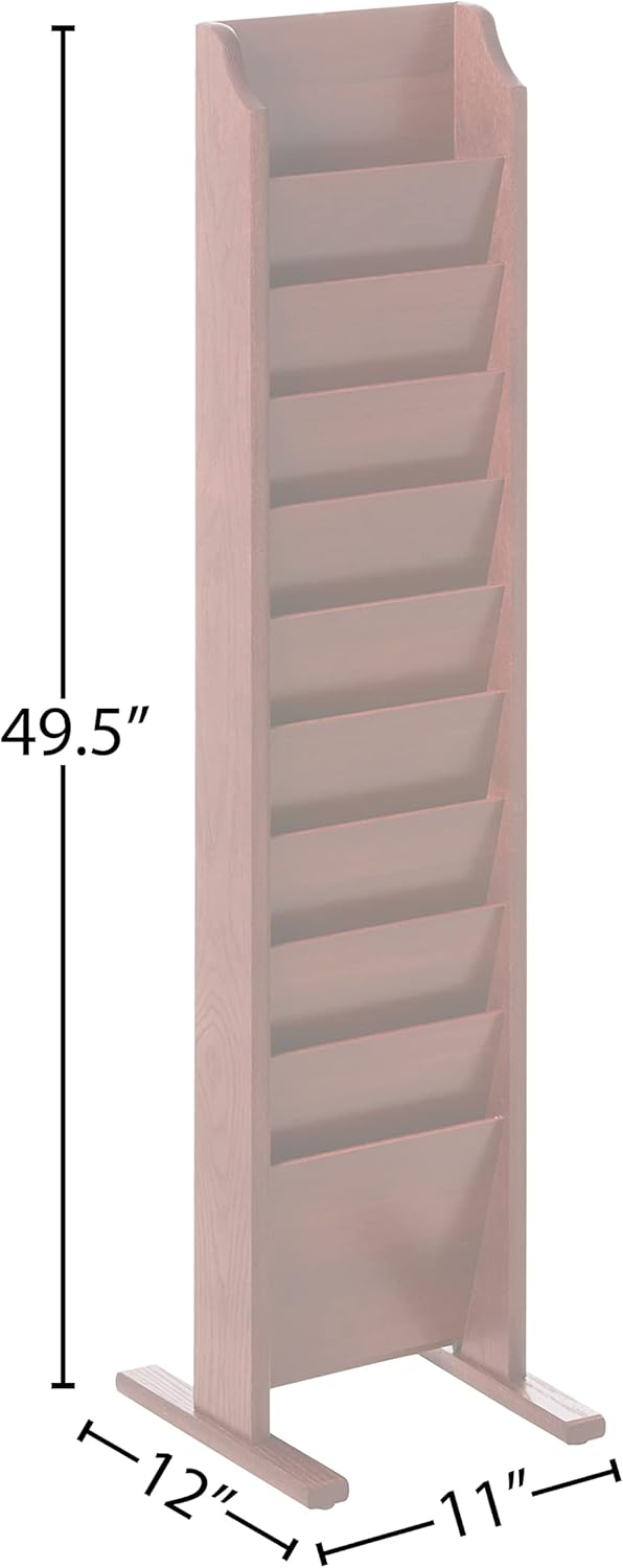 Wooden Mallet 10-Pocket Cascade Free-Standing Magazine Rack, Mahogany