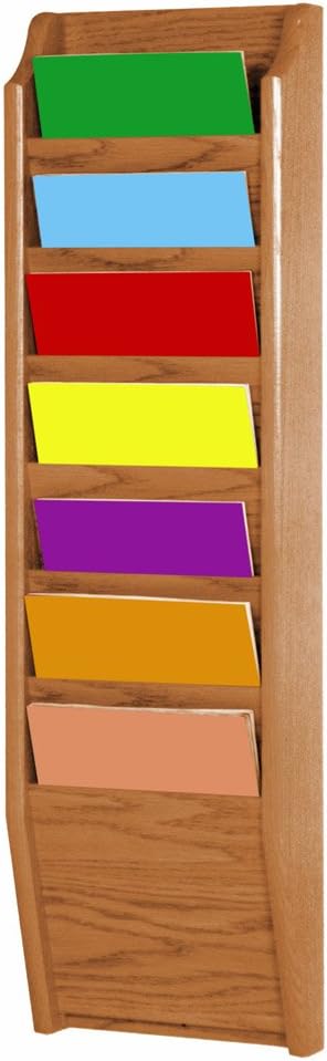 Wooden Mallet 7-Pocket Cascade Magazine Rack, Mahogany