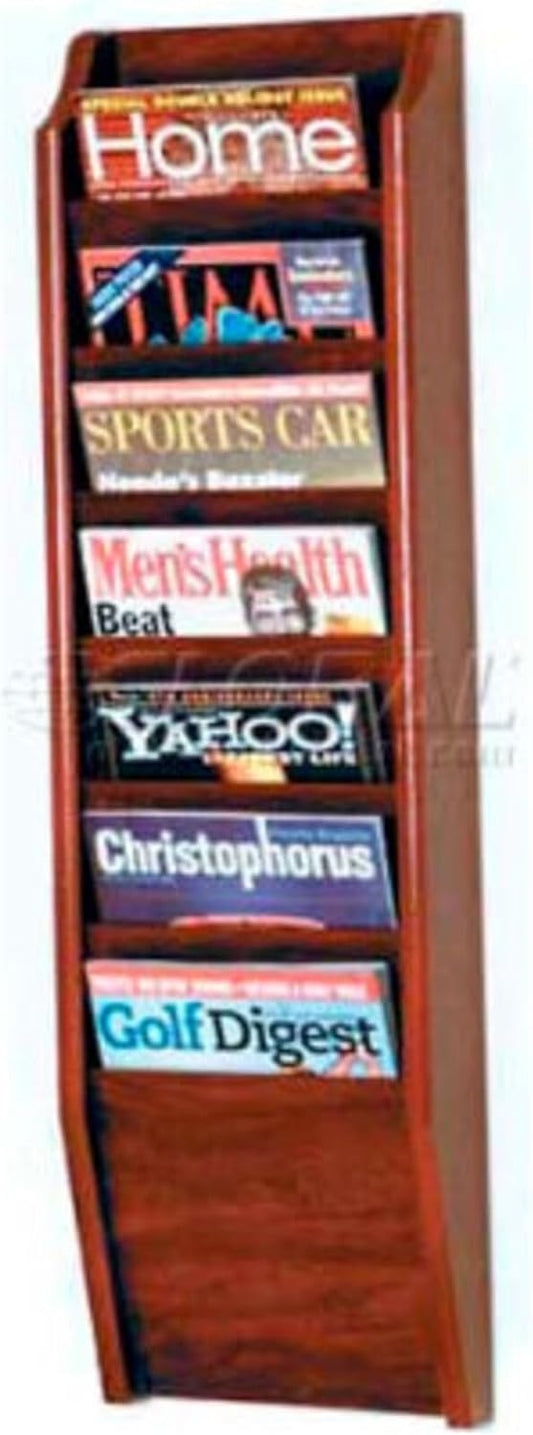 Wooden Mallet 7-Pocket Cascade Magazine Rack, Mahogany
