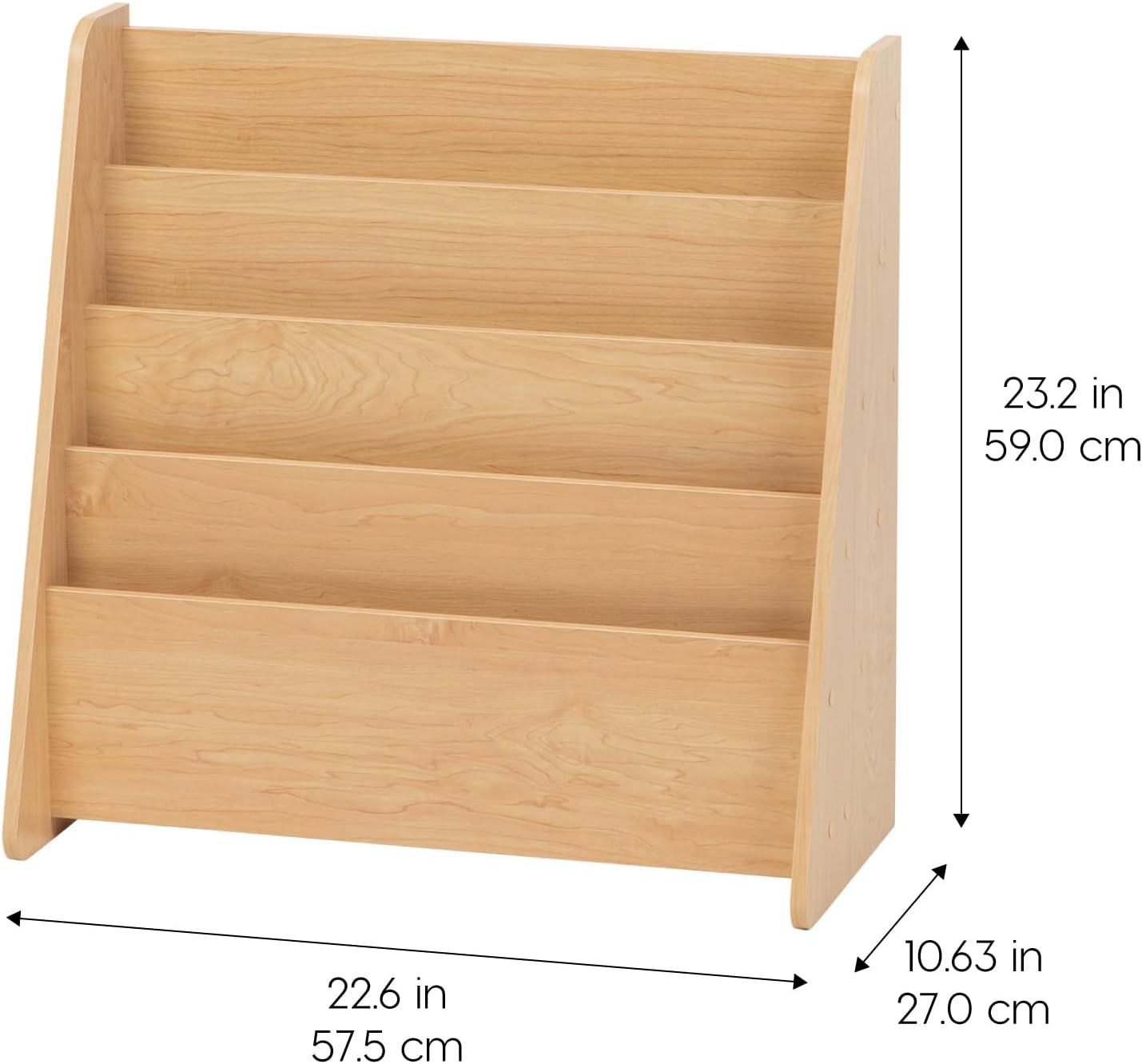 IRIS USA Wide Wooden Magazine Rack, 4-Pocket Periodical Book Sketchbook Stand with Deep Compartments for Living Room Office, Light Brown