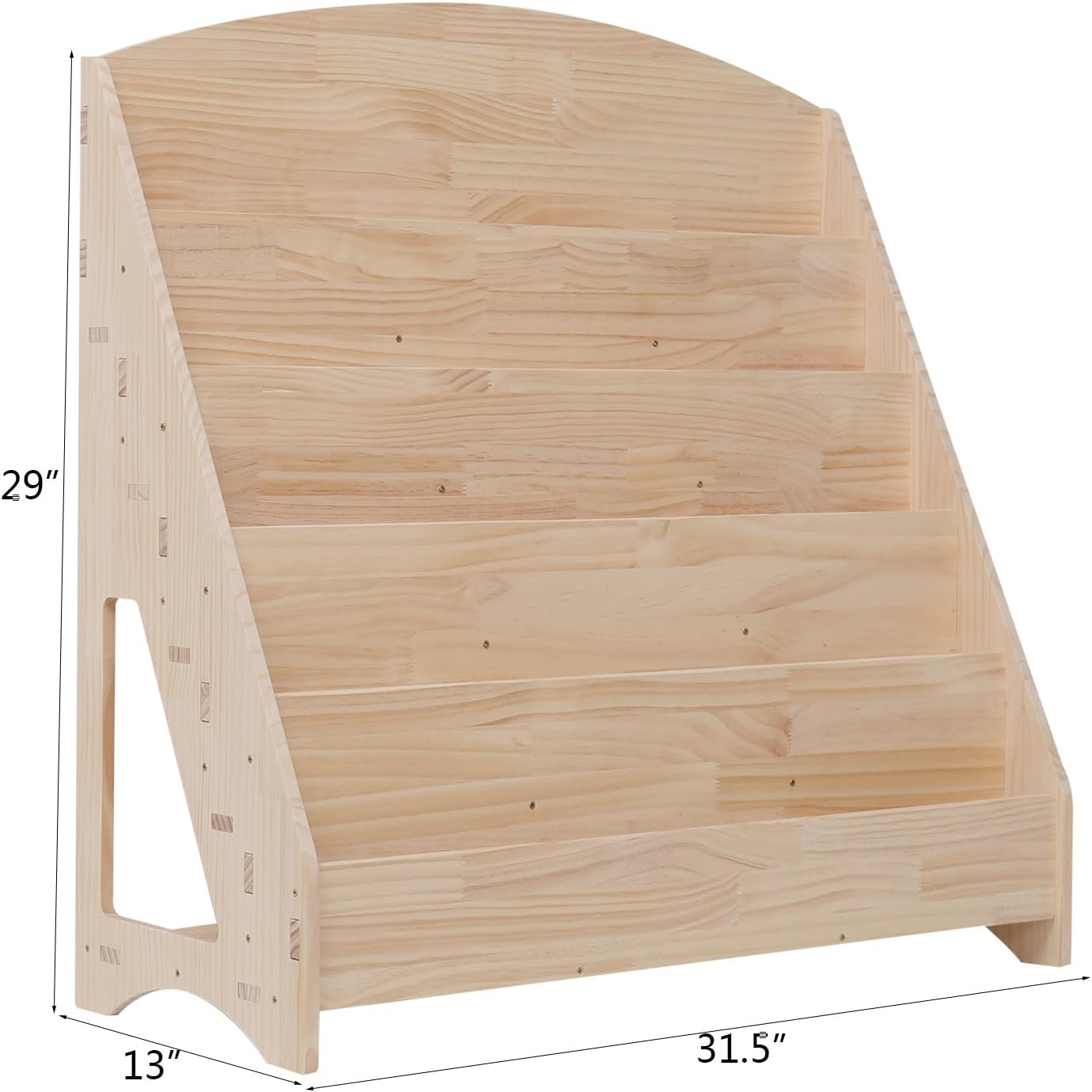 Montessori Toddler Book Shelf Organizer Single Sided Book Rack Display with Toy Storage, Children Baby Classroom Bookshelf, Kids Room bookcases cabinets & Shelves Natural Pine (31”)