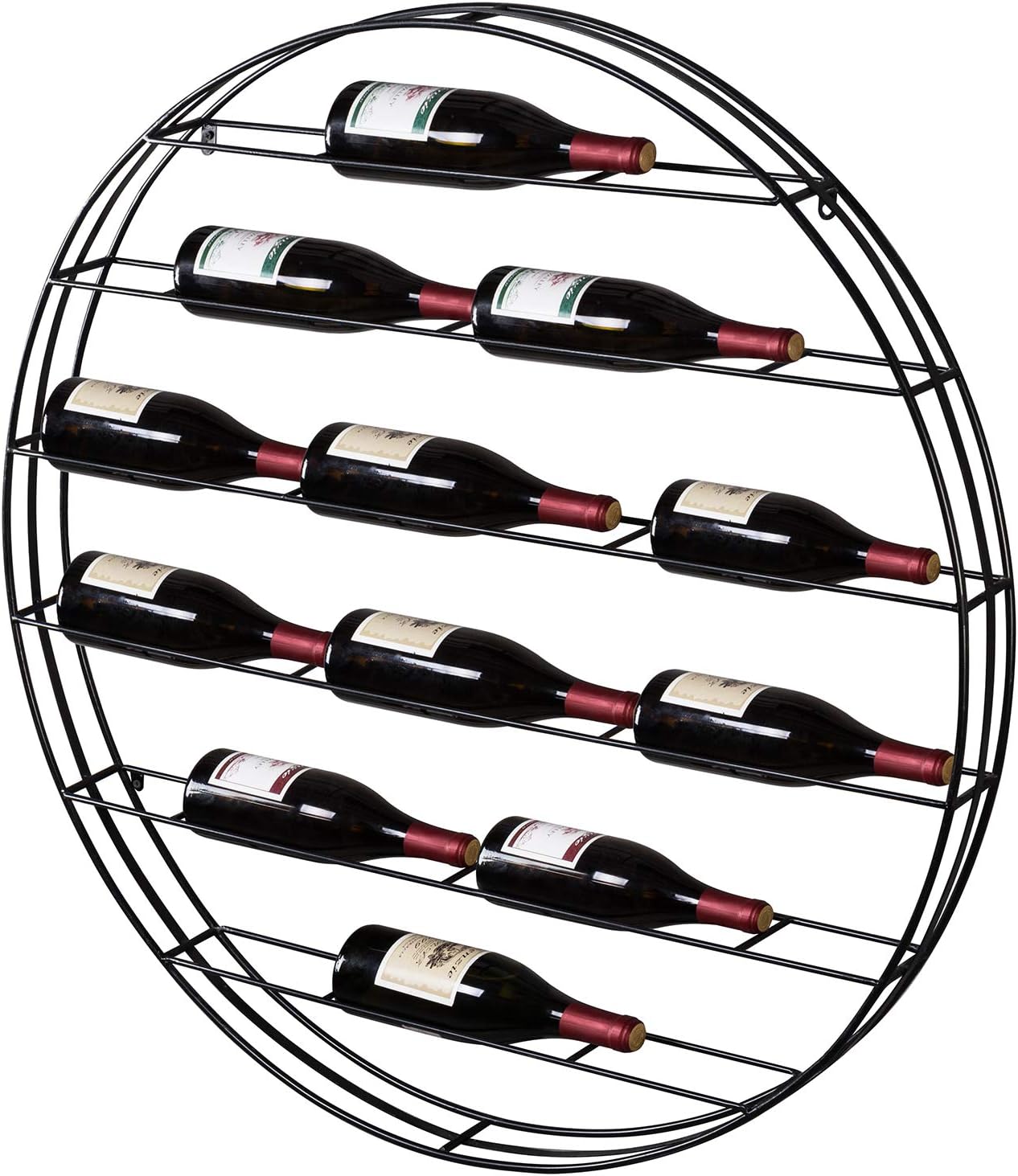 MyGift 4-Bottle Rustic Brown Wood Wine Rack for Countertop - Brushed Country Rustic Style, Compact Storage for Kitchen, Bar, Dining Room (Holds 750ml Bottles)