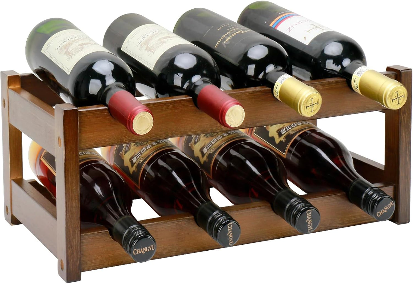 Bamboo Wine Rack, 3-Tier 12 Bottles Wine Storage Cabinet Shelf, Easy-Assembly Freestanding Bamboo Wine Racks Countertop for Kitchen Pantry Dining Room Bar, Walnut