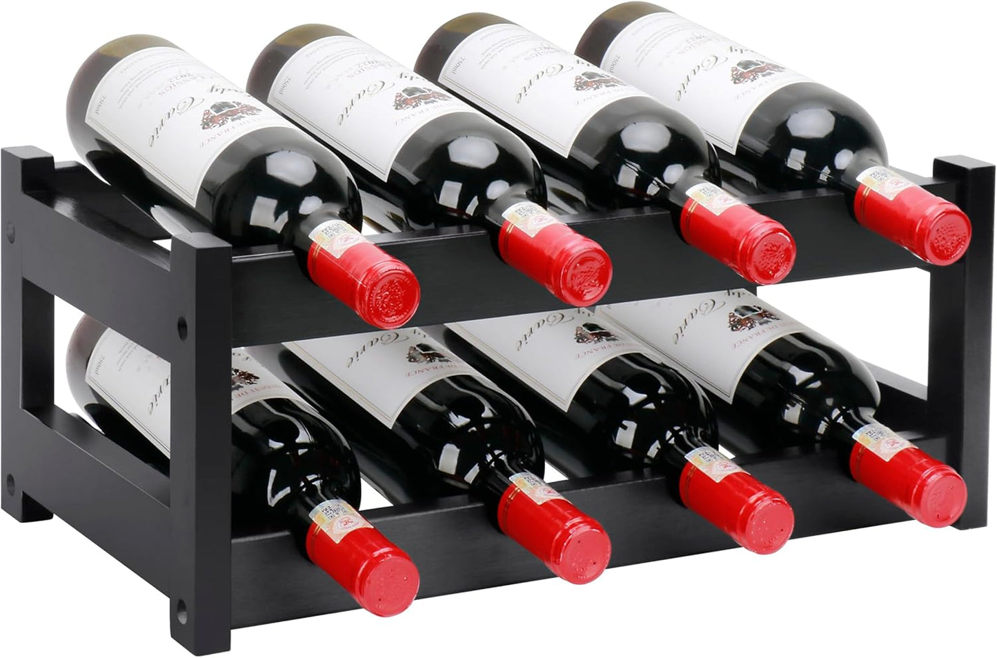 Bamboo Wine Rack, 3-Tier 12 Bottles Wine Storage Cabinet Shelf, Easy-Assembly Freestanding Bamboo Wine Racks Countertop for Kitchen Pantry Dining Room Bar, Walnut