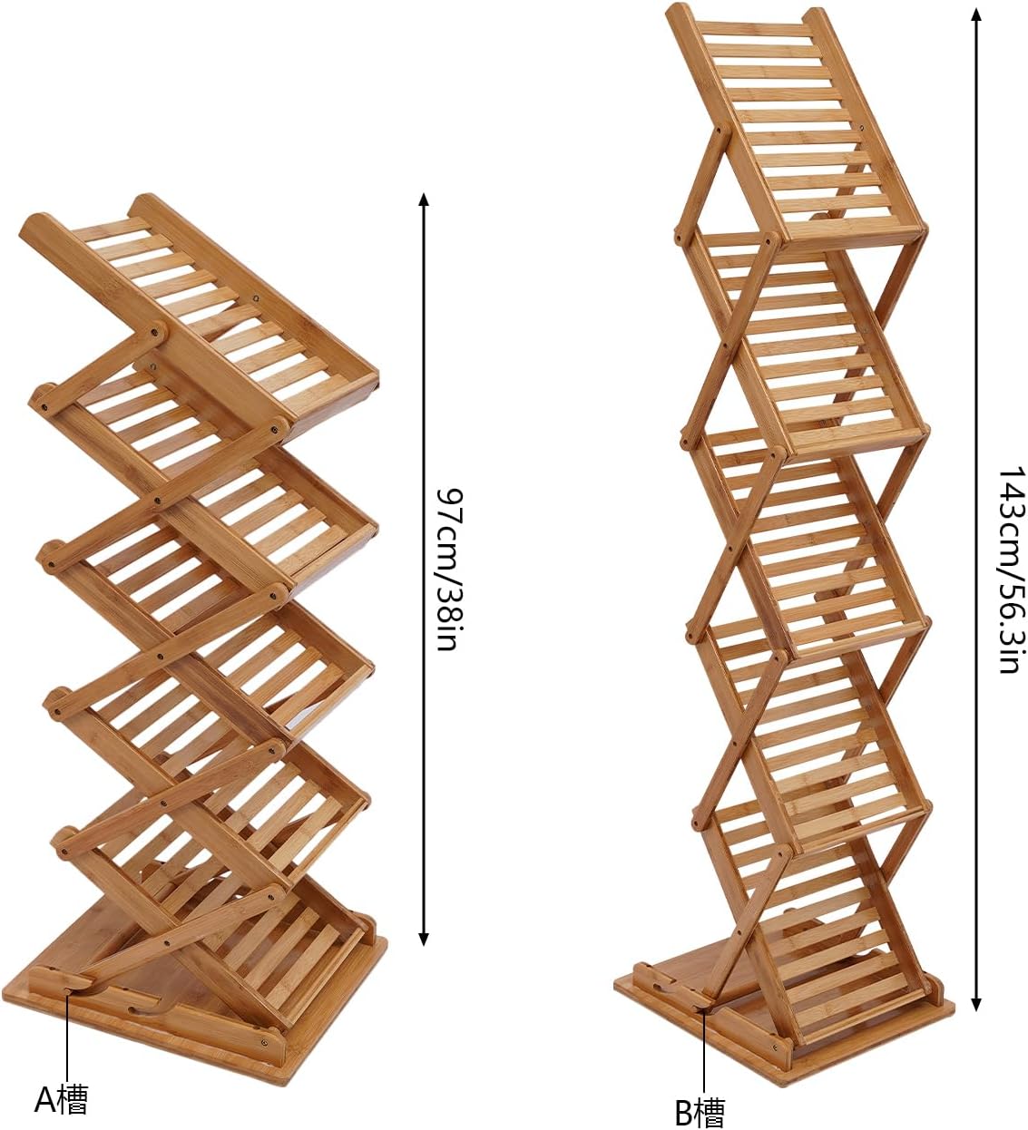 Bamboo Foldable Magazine Rack Floor Stand,5-Layer Brochure Display Stand,Portable Pop-up Magazine Rack Shelf for Home Office Retail Store Display
