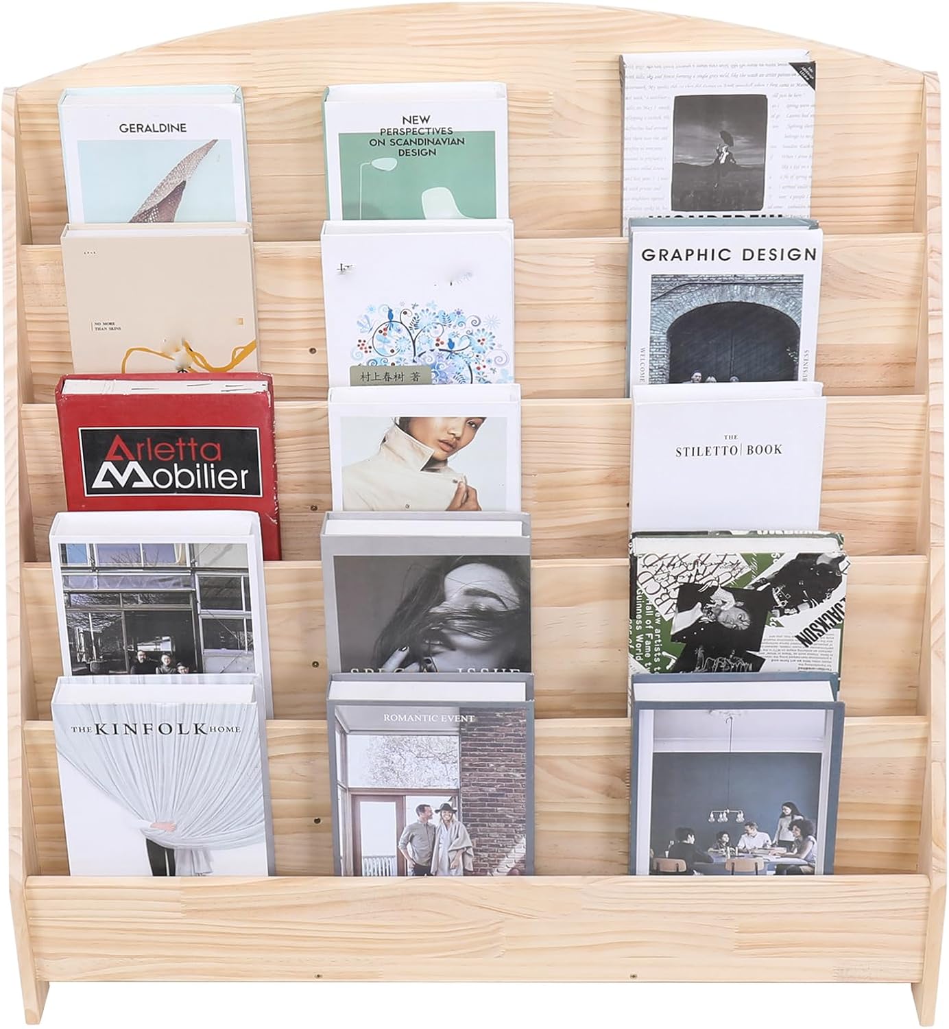 Montessori Toddler Book Shelf Organizer Single Sided Book Rack Display with Toy Storage, Children Baby Classroom Bookshelf, Kids Room bookcases cabinets & Shelves Natural Pine (31”)