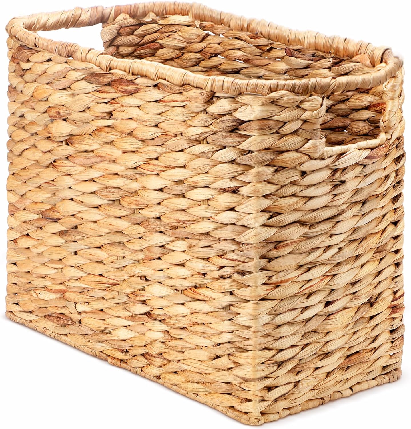 Tatuo Seagrass Magazine Baskets Magazine Holder Tall Narrow Woven Storage Wicker Basket Floor Bathroom Home Office Handwoven Holder for Books, Newspaper, File and Mail(Dark Brown)