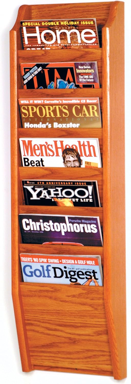 Wooden Mallet 7-Pocket Cascade Magazine Rack, Mahogany