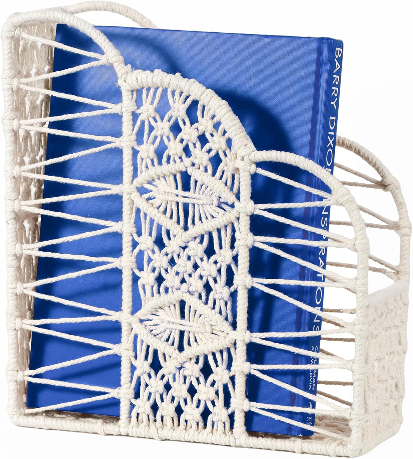 BROWNLILY Water Hyacinth Magazine Holders with Scalloped Edge - Natural Handwoven Rattan Storage Baskets Set of 2 (Large & Small) for Books, Home Office Decor